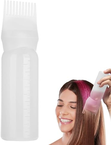 Root Comb Applicator Bottle, 160ml Hair Color Applicator Bottles Hair Dye Applicator Brush with Root Comb Applicator for Salon Home DIY Hair Coloring(White)
