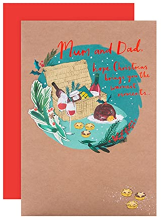 Hallmark Weihnachtskarte für Mama und Papa – modernes illustriertes Design mit 3D-Befestigung