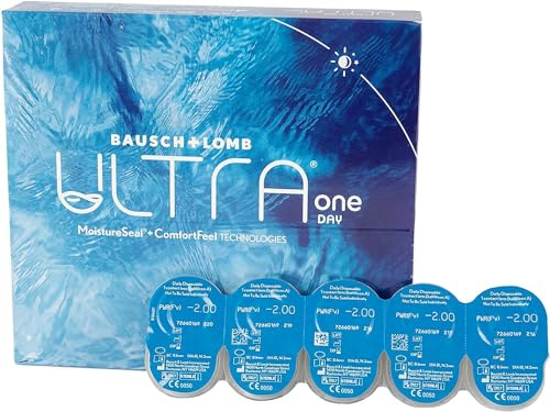Bausch + Lomb ULTRA ONE DAY, sphärische Tageslinsen, Premium Kontaktlinsen weich, 90 Stück, / BC 8.6 mm/DIA 14.2 / -8,50 Dioptrien