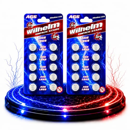 Wilhelm AG6 Alkaline Knopfzellen 1,5 V (LR69, LR921, 171, 371) – 20 Stück