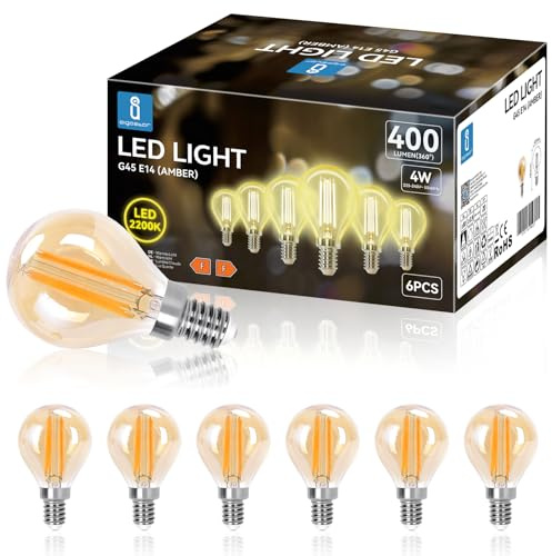 Aigostar Edison Vintage Glühbirne E14,Warmweiß 2200K,400lm,4W Retro LED Edison Glühbirne,Ideal für Retro Beleuchtung im Restaurant,Café,Bar-6 Stück