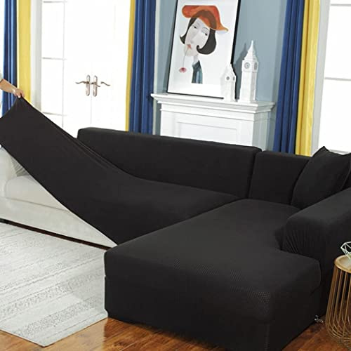 AYouge Sofabezug,Sofabezug Ecksofa-Sofabezug Stretch Sofabezug mit festem Schaumstoffstab für 1/2/3/4 Sitzer（L-förmiges Ecksofa erfordert Zwei）