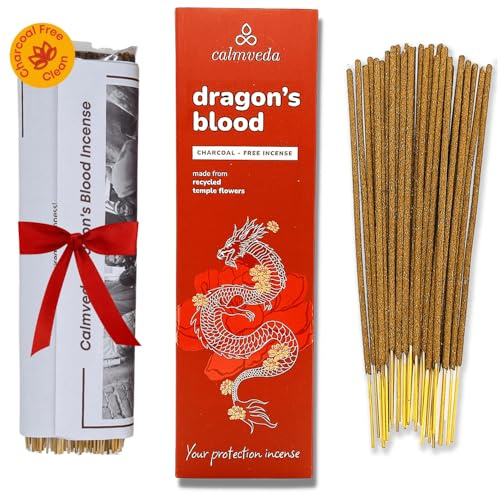 Encens Sang de Dragon Peru - (80 Encens Baton) Naturel sans Charbon encens, fabriqués à partir de Fleurs recyclées | Encens de Protection à l'odeur Douce, épicée et ambrée