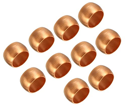 PATIKIL 8mm (5/16 Inch) Tube OD Compression Sleeves Ferrules, 10 Pack Copper Ferrule Fitting Compression Fitting Assortment Kit for Air Water Gas