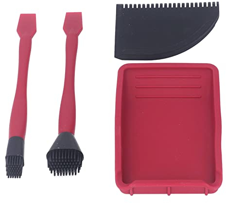 Silikon-Klebepinsel, 4 Stück Komplettes Silikonkleber-Set 2 Packungen Silikonbürsten 1 Tablett 1 Kamm Holzbearbeitungswerkzeuge und Zubehör für Kunsthandwerk in der Holzbearbeitung