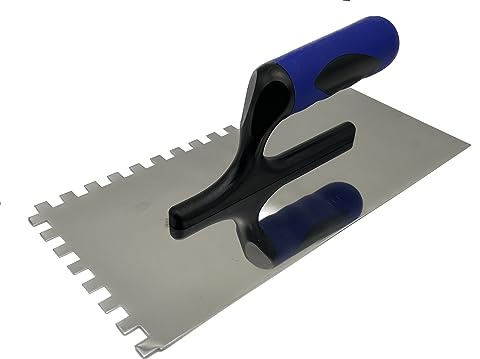 Zahnkelle 8 mm Edelstahl rostfrei – Profi Zahnspachtel mit Softgriff für Fliesenleger, Handwerker & Heimwerker | Glättekelle Maurer Werkzeug