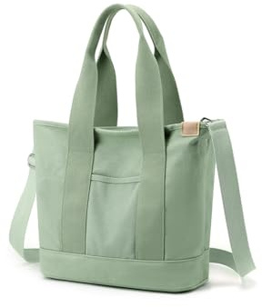CORIOS Damen Canvas Umhängetasche Große Handtasche Casual Tragetasche Henkeltaschen mit Mehreren Taschen Leichtgewicht Schultertasche Multifunktionale Tote Beutel Grün