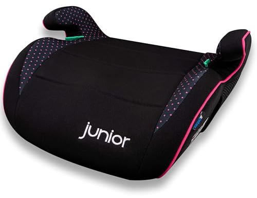 PETEX Max Kindersitzerhöhung Sitzerhöhung nach i-Size Norm R129, Kindersitz/Autositz für Kinder, pink/schwarz, 1 Stück