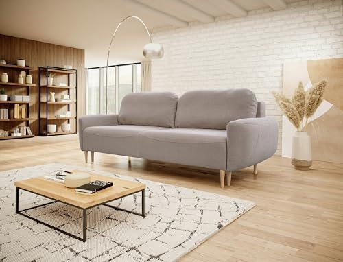Design Möbel Boho Sofa mit Schlaffunktion und Bettkasten Couch Ecksofa Rückenecht Gepolstert Automatische Aufklapphilfe Gästebett 244 x 102 cm Schlaffläche 140 cm x 200 cm