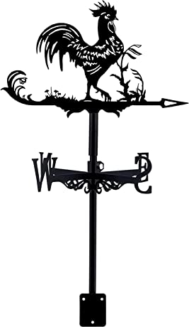 Wetterfahne aus Metall, Hühner-Wetterfahne mit Anti-Rost-Beschichtung, Windrichtungsanzeige, für den Außenbereich, Hahn, Wetterhahn für Bauernhof, Garten, Hof, Dekoration