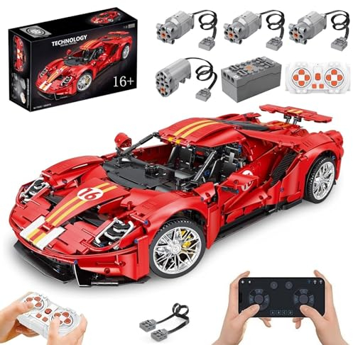 Technik Auto für Forde GT, Mit 4Motoren Set, 1:8 Groß Auto Modellbausatz, 3056 Teile MOC Klemmbausteine Rennauto Set, Automodell Sammlerstück Geschenk für Autofans