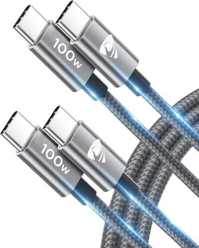 USB C to USB C Cable 2m 2Pack, 100W C to C charger Cable Fast Charge USBC Charging Lead for iPhone 16 15 Pro Max Plus MacBook iPad Pro Air/Pro Samsung Galaxy S25/S24/S23 Ultra Pixel 9 Switch XPS