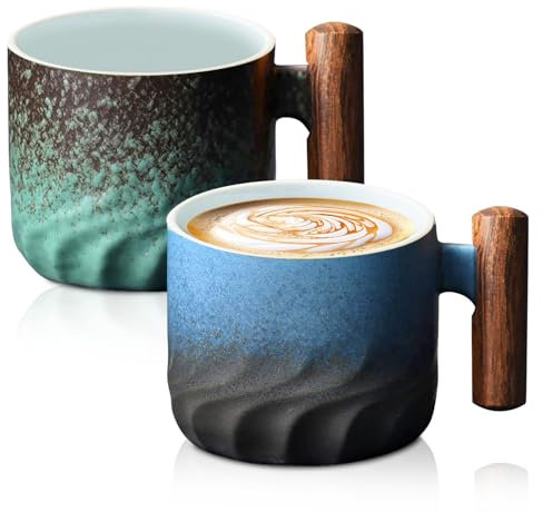 Tazzine Caffè in Porcellana - Set 2 Pezzi Con Manici Particolari per Espresso, Cappuccino, Latte, Tè - Tazze Da Caffè in Ceramica