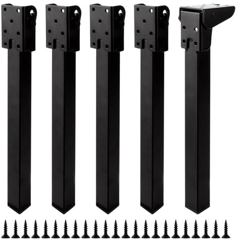YAYODS 4 Stück Tischbeine Klappbar Kurz Eckig - 30cm Klapptischbeine Möbelstützbeine - Faltbare Tischbeine Möbelbeine aus Metall Schwarz Matt für DIY Campingtischen, Schränken Ersatzbeinen, Couchtisch