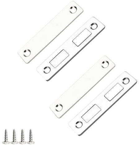 Ginddy Lot de 2 Aimant Plat Invisible Ultra Mince Porte Placard - Forte Adhésion Autocollant avec Vis pour Porte Coulissante, Armoire, Tiroir | Fermeture Magnétique Quincaillerie de Placards