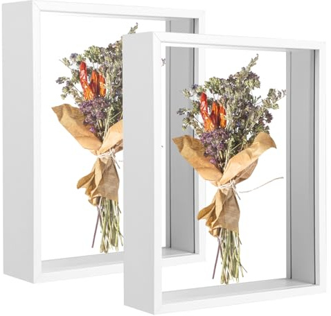 IWOLOMI 2 Pack 8 x 10 Floating Picture Frame 3d Farme Wooden Shadow Box Frames for Dried Flower Plant Specimen DIY Artwork Display Frame for Tabletop Decor