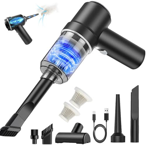 YUEJIDZ Aspirateur Voiture sans Fil 8000PA,2 in 1 Portable Mini Aspirateur Voiture Puissant sans Fil avec Lumière LED,USB Rechargeable Aspirateur à Main Humide et Sec pour Animaux,Maison,Bureau