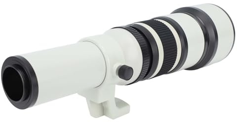 Teleobjetivo de 500 Mm F/6,3 para Astrofotografía, Diseñado con Refractor Acromático, Cuerpo de Aleación, Enfoque Fijo con Anillo Adaptador T2 NEX (White)
