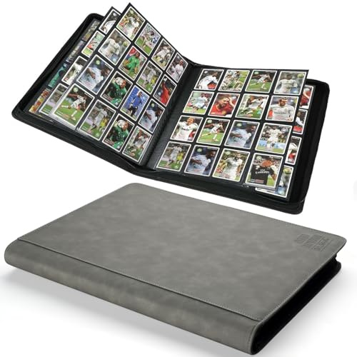 Arkeiliy Premium Ringless Trading Card Binder - 1024 Capacity, 16 Side-Loading Pockets per Page, Archival Quality Protection & Anti-Slip Spine for TCG, MTG, Sports Cards (Gray)