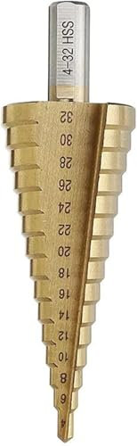 Broca escalonada, broca escalonada, broca escalonada de carburo HSS 6542, vástago triangular con revestimiento de titanio, adecuada for taladrar aluminio, chapa metálica, acero inoxidable 304 (4,12 mm