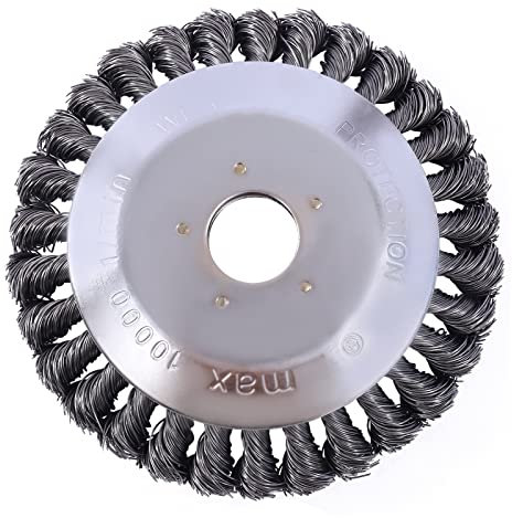 6-Inch Stainless Steel Grass Trimmer Cutter Head, Strimmer Wire Brush Head with Knotted Wire, Lawn Mower Metal Mulching Discs