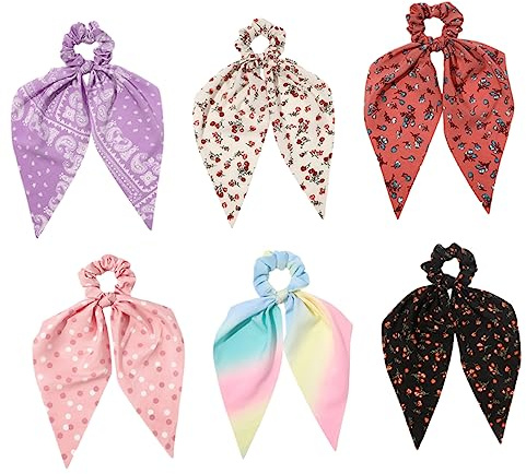 Beaupretty 6pièces Ruban Élastique Pour Cheveux Avec Motif Fleur Accessoire Coiffure Souple Et Résistant Pour Filles Et Femmes Adapté Cheveux Longs Frisés Et Bouclés
