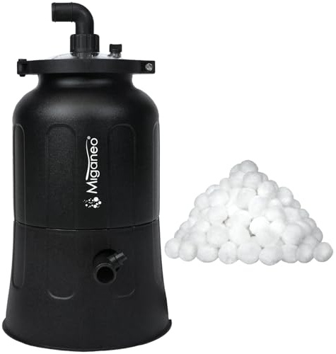 Miganeo Filteranlage Max Efficency 3,8m³ / h | für Pools bis zu 18.000 l – Mit Vorfilter, inkl. Filterbällen