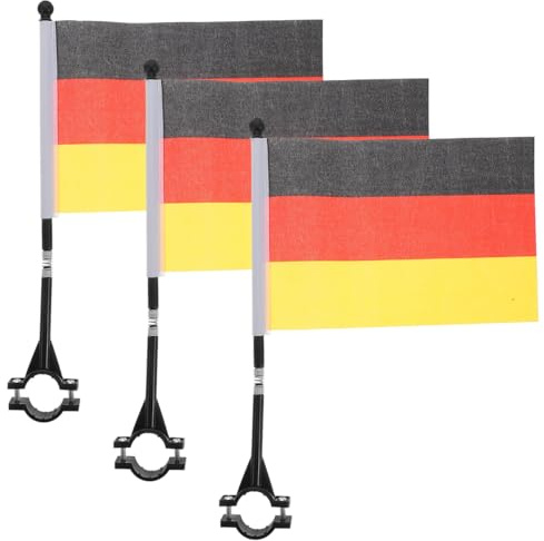 HEMOTON 3stücke Teiliges Fahrradfahnen Deutschlandflagge Robuste | Wetterfest Langlebig Vielseitig Für Fahrradlenker Golfwagen Motorrad Und Beim Radfahren