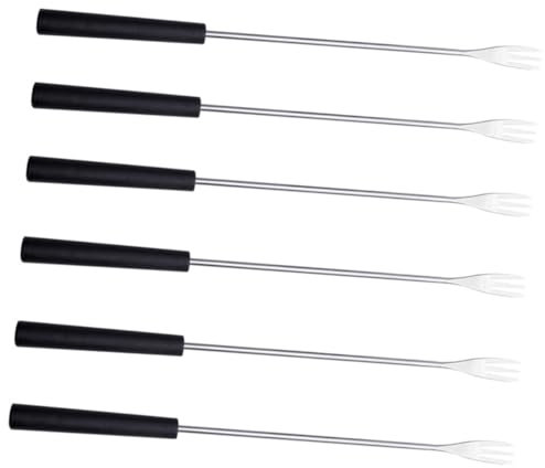 BESTYASH 6pezzi Forchette Per Fonduta in Acciaio Antiruggine Forchette Da Cucina Per Formaggio e Frutta Lunghe Manico Pp Per Immersione Cioccolato e Decorazione Dolci