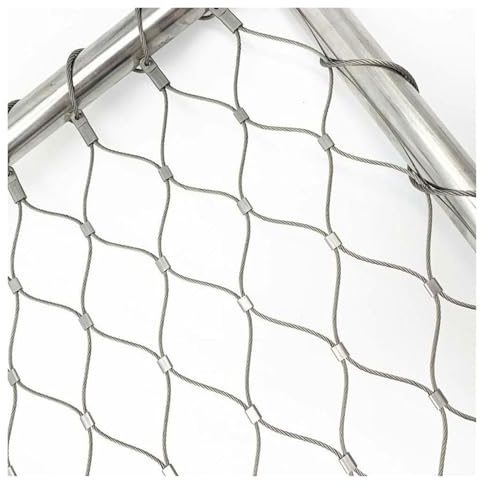 GOFQB Cuerda Malla Flexible Acero Inoxidable Vallas Metalicas Duradera y Resistente a Impactos para Jardines, Zonas Residenciales y Escaleras, 6cm, 2mm(2x4m/6.56x13.12ft)