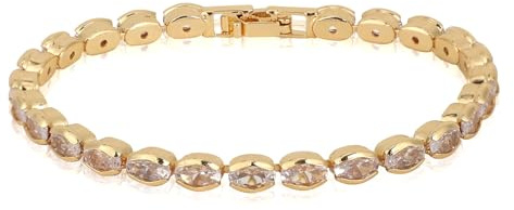 Mikovivi Bracelet Tennis Doré pour Femmes, Élégant Bracelet Tennis Classique en Zircon Cubique pour Mariage Fête Anniversaire Bijou Cadeau