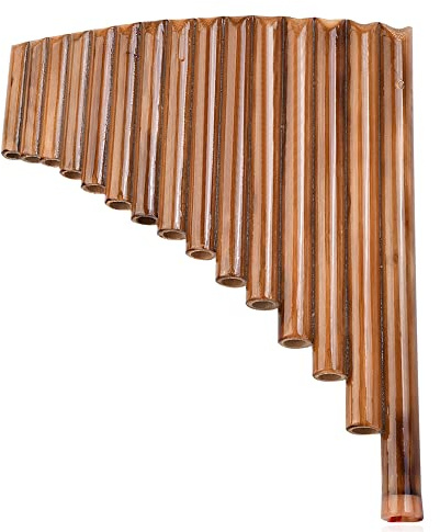 ZoraYorce Bambus Panflöte, 15 Pfeifen, G-Töne, chinesisches Holzblasinstrument, inkl. Reinigungsset