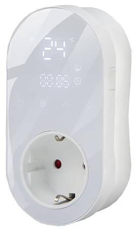Fafeicy Anslut Termostat WiFi Digital Termostat Uttag ABS 16A LED Touch Display Programmerbar 41 Till 194 Fahrenheit APP Röststyrning för Växthusvärmare Hemmabruk (Vit)