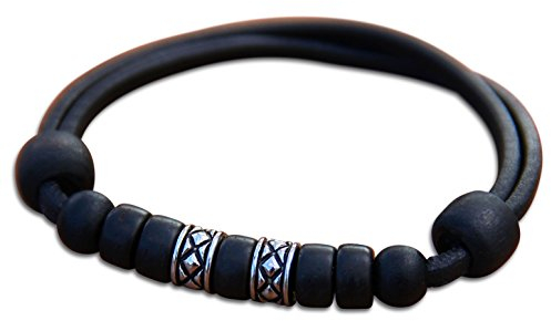 HANA LIMA Lederarmband Herren Armband Surferarmband Edelstahlarmband Surfschmuck Kite Surf