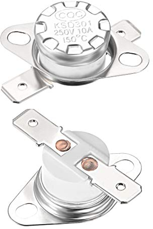 sourcing map KSD301 Thermostat 150°C/302 °F 10A Normalerweise geschlossen N.C. Einstellen der Schnappscheiben-Temperaturschalter für Mikrowelle, Backofen, Kaffeemaschine 2 Stück