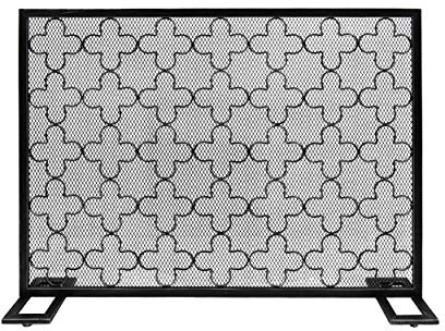 Christopher Knight Home Uriah Modern Single Panel Iron Firescreen, Black Brushed Silver Finish