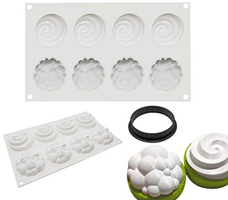 stampi Dessert per Cioccolato Torta Gelatina Cubetti di Ghiaccio, Utensile Croccante Rotondo in plastica, 8 Fori Forma di Bolla Due in uno