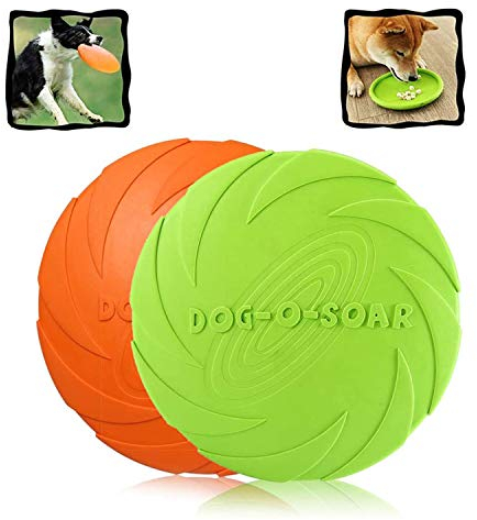 WELLXUNK Hunde Frisbees,Hund Scheibe, 2 Stück hundespielzeug Frisbee,Gummi Frisbee,für Land und Wasser,Hundetraining, Werfen, Fangen & Spielen(Grün + Orange)