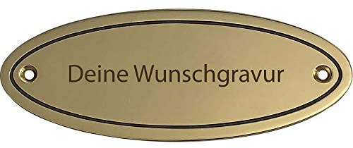 ovales Messingschild mit Gravur