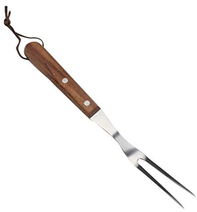 Angoily Fleischgabel Edelstahl Fleischschnitzgabel Grill Grillgabel mit Holzgriff Professionelle Klassische Metallkoch Gebogene Gabel für Hühnchen Rindfleisch Schweinefleisch Truthahn