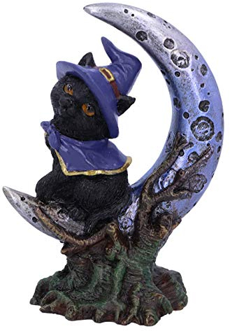 Nemesis Now Sooky Witches U5437T1 - Statuetta con gatto nero e mezzaluna, 11,5 cm