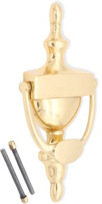 Aldaba de puerta de 15 cm o 20 cm, estilo urna, estilo victoriano, puertas de madera de UPVC, satinado/cromo/latón (200 mm, latón pulido)