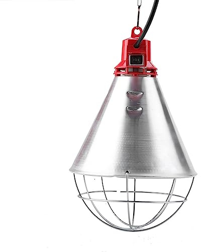 EVTSCAN Chauffante Infrarouge Dimmable Abat-jour,Support Lampe Chauffante Chiot RéFlecteur Avec Grille de Protection,pour poussins porc volaille prise EU 250W (Sans Ampoule)