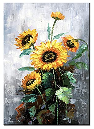 tymhrs Acrylbild,Beauty of Floral,Messerpalette Dicke Strukturierte Rosa Blume Handgemaltes Ölge