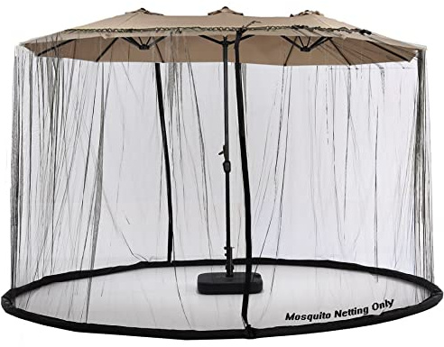 Zanzariera per ombrellone da patio a doppia faccia da 3,5 m, rete parasole con doppia cerniera, fondo per tubo dell'acqua, utilizzata e per gazebo da patio, tettoia pop-up, 10 x 10 cm, intercambiabile