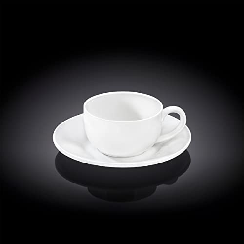 Wilmax WL-993002/6C Lot de 6 Tasses à café et soucoupes en Porcelaine Blanc Capacité 100 ML