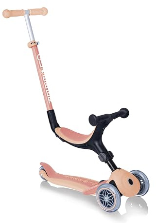 GLOBBER GO-UP Foldable Plus ECO – 3 in 1 Dreirad, Laufrad und Scooter, 120/80 mm, 3-rädrig, höhenverstellbar, apricot