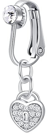 Mayhoop 2-3Pcs Faux Piercing Nombril Clip On Piercing Nombril Acier Chirurgical Fake Piercing de Nombril avec Coeur Papillon CZ Dangle Faux Anneaux Nombril Non Percé Piercing Bijoux