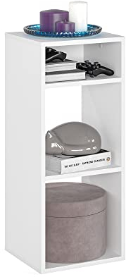 KOMTO Regal Weiß - Bücherregal Klein Standregal Würfelregal Büroregal 33,8 х 30,7 х 80,4 cm Bücherschrank RIM2 für Kinderzimmer Regal Wohnzimmer