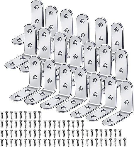 20 Stück Winkelverbinder, Metallwinkel 90 grad 40X40mm Edelstahl, Mit Schraube für Anbau Winkel Bracket Möbel Tabelle Stuhl Bücherregal